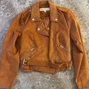 Rust Suede Moto Jacket